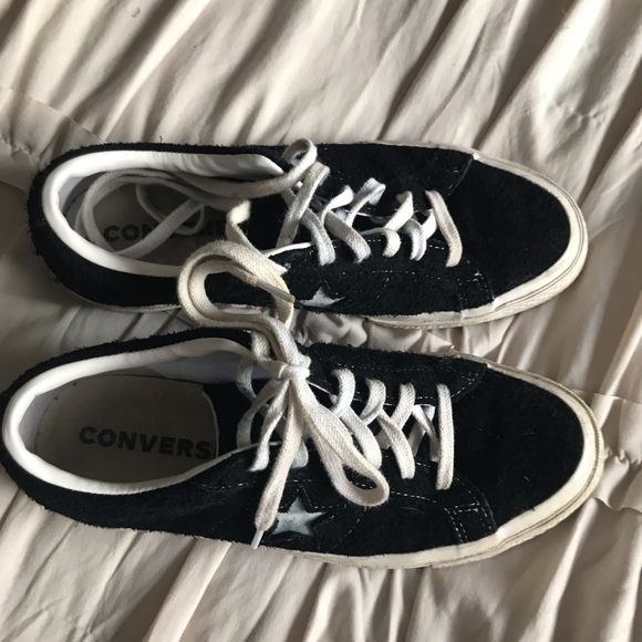 Converse All Stars, black suede, white rubber soles, vintage Size 7-7.5 - Picture 5 of 5